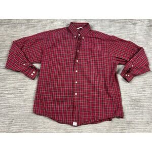 RGM Shirt Mens Large Red Plaid Long Sleeve Button Up 100% Cotton